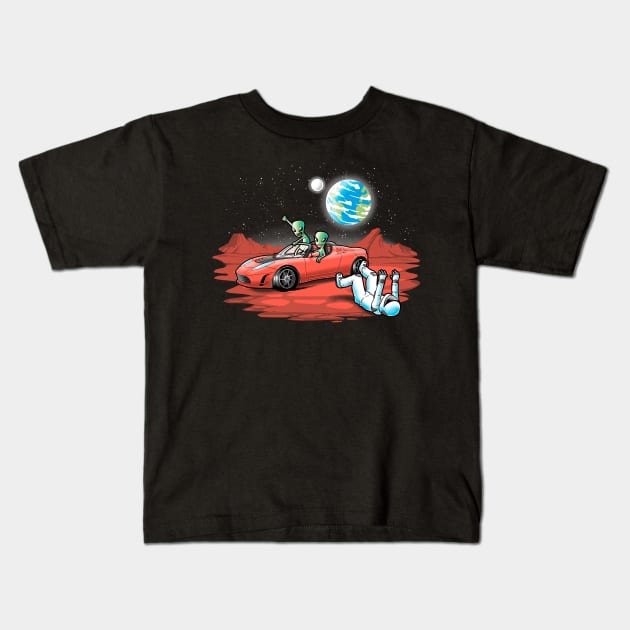 Space car Kids T-Shirt by Cromanart